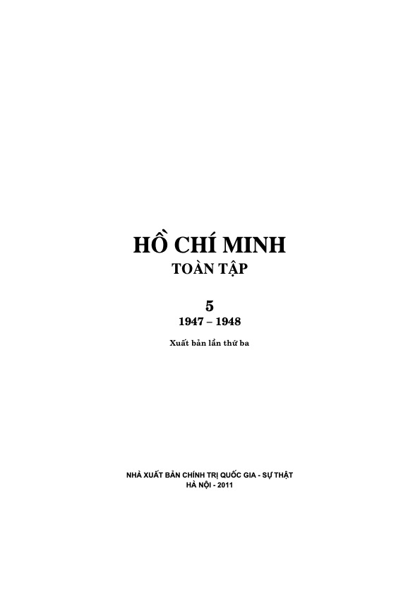 HỒ CHÍ MINH TOÀN TẬP - TẬP 5